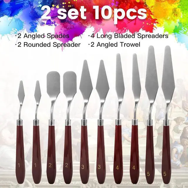 Alt view image 3 of 7 - 10PCS Palette Knife, Stainless Steel Painting Knife Set, Flexible Spatula Pallet Knife, Metal Artist Knives, Oil Painting Accessories Color Mixing Scraper for Oil, Canvas, Acrylic Painting By CUALORK
