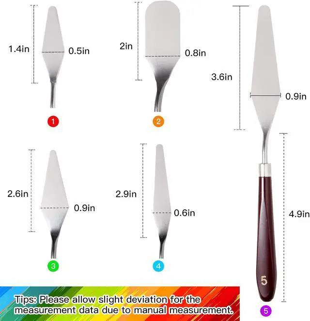 Alt view image 4 of 7 - 10PCS Palette Knife, Stainless Steel Painting Knife Set, Flexible Spatula Pallet Knife, Metal Artist Knives, Oil Painting Accessories Color Mixing Scraper for Oil, Canvas, Acrylic Painting By CUALORK