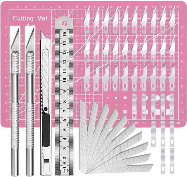 Main image of Exacto Knife Precision Carving Craft Hobby Knife Kit with 40 PCS Exacto Blades for DIY Art Work Cutting, Hobby, Scrapbooking, Stencil (Pink)
