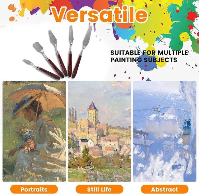 Alt view image 7 of 7 - 10PCS Palette Knife, Stainless Steel Painting Knife Set, Flexible Spatula Pallet Knife, Metal Artist Knives, Oil Painting Accessories Color Mixing Scraper for Oil, Canvas, Acrylic Painting By CUALORK