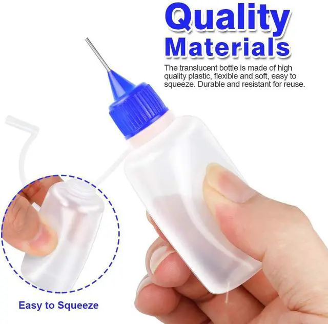Alt view image 3 of 7 - 12pcs Precision Tip Applicator Bottles with 5 Mini Funnels, YGDZ 30ml Needle Tip Squeeze Glue Bottles for Paint Quilling Craft, 6 Colors