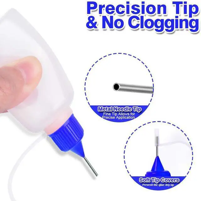 Alt view image 4 of 7 - 12pcs Precision Tip Applicator Bottles with 5 Mini Funnels, YGDZ 30ml Needle Tip Squeeze Glue Bottles for Paint Quilling Craft, 6 Colors
