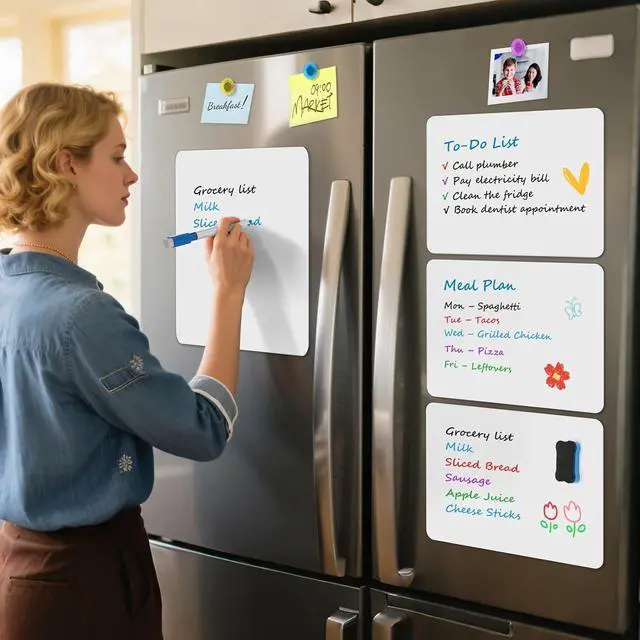 Alt view image 6 of 7 - MaxGear Magnetic Whiteboard for Fridge 12x8 White 5 Pack