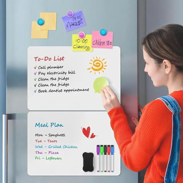 Alt view image 7 of 7 - MaxGear Magnetic Whiteboard for Fridge 12x8 White 5 Pack