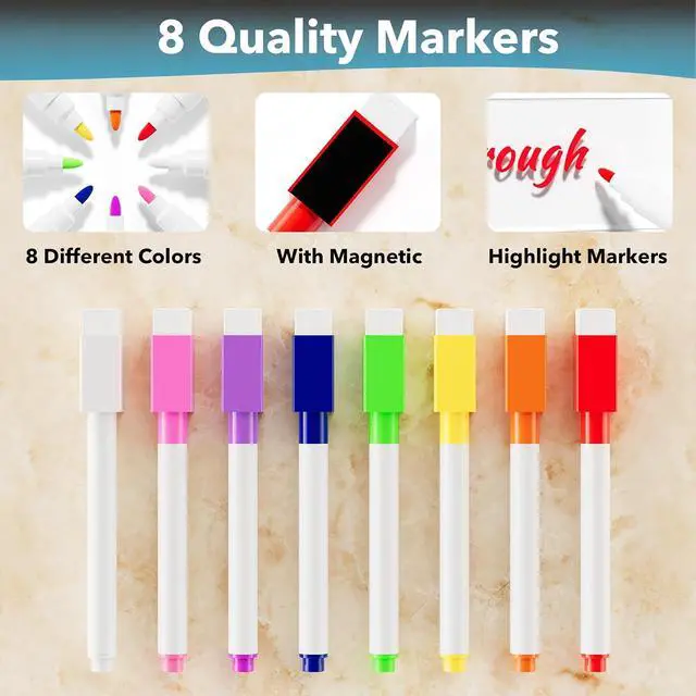 Alt view image 3 of 7 - Neatsure Acrylic Magnetic Meal Planner Menu Board for Kitchen Fridge w/ 8 Markers, Clear Refrigerator Weekly Dry Erase Calendar Planning Noteboard to Do/Grocery/Shopping List/Chore Chart/, 12"x9"