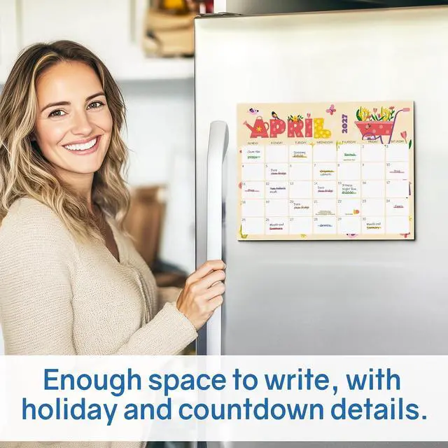 Alt view image 3 of 7 - SUNEE Magnetic Calendar for Refrigerator 2026-2027 from July 2026 to March 2028, Fridge Calendar Magnet 21 Months for Family, 8.5"x11" Monthly Wall Calendar, Cute