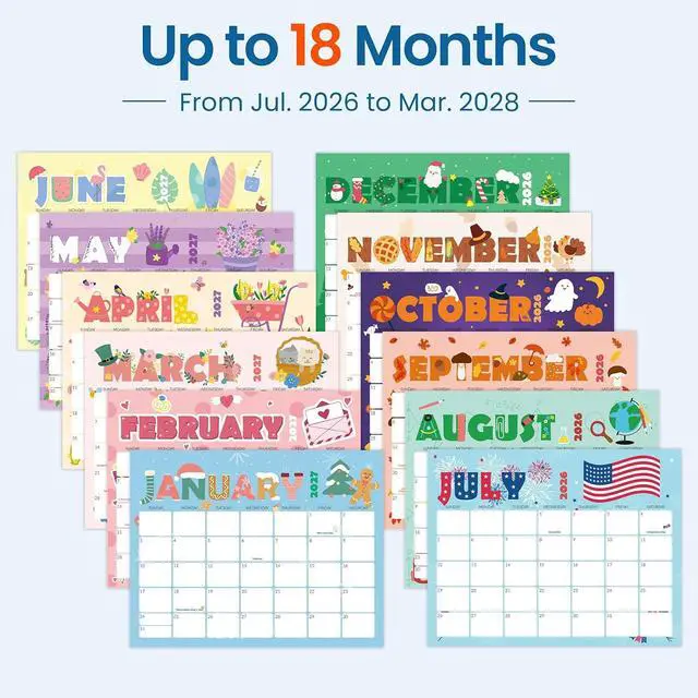 Alt view image 4 of 7 - SUNEE Magnetic Calendar for Refrigerator 2026-2027 from July 2026 to March 2028, Fridge Calendar Magnet 21 Months for Family, 8.5"x11" Monthly Wall Calendar, Cute