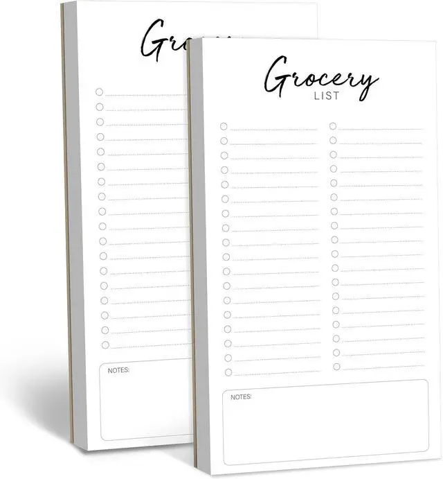 Main image of Hebayy Magnetic Grocery List, 2 Pack Food Pad for Fridge, Magnetic Notepads for Refrigerator 140 Sheets Shopping Lists with Full Magnet Back, Blank Note Pad for Metal Surface