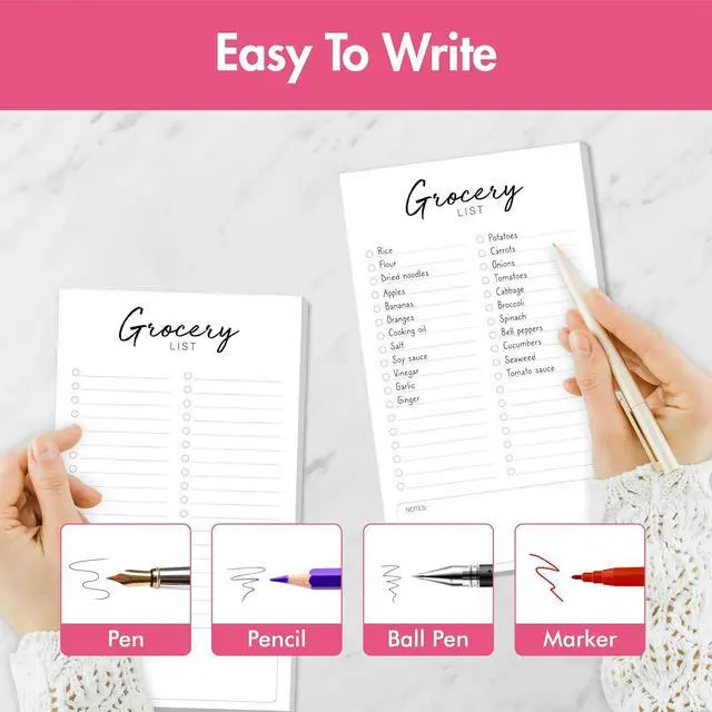 Alt view image 4 of 7 - Hebayy Magnetic Grocery List, 2 Pack Food Pad for Fridge, Magnetic Notepads for Refrigerator 140 Sheets Shopping Lists with Full Magnet Back, Blank Note Pad for Metal Surface