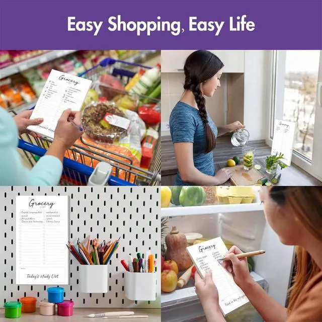 Alt view image 5 of 7 - Hebayy Magnetic Grocery List, 2 Pack Food Pad for Fridge, Magnetic Notepads for Refrigerator 140 Sheets Shopping Lists with Full Magnet Back, Blank Note Pad for Metal Surface