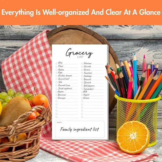 Alt view image 6 of 7 - Hebayy Magnetic Grocery List, 2 Pack Food Pad for Fridge, Magnetic Notepads for Refrigerator 140 Sheets Shopping Lists with Full Magnet Back, Blank Note Pad for Metal Surface