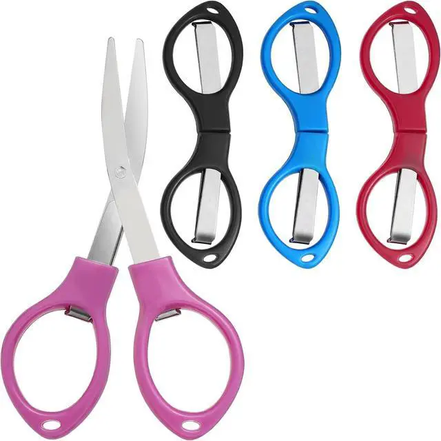 Main image of Abeillo 4-Piece Folding Scissors - Portable Mini Travel Scissors, Stainless Steel, Telescopic Cutter for Crafting, Retractable, Paper, Home, School, Camping
