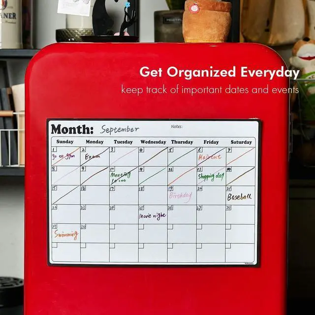 Alt view image 2 of 7 - Fridge Calendar Magnetic Dry Erase Whiteboard Calendar For Refrigerator Planners 16.9 Inches X 11.8 Inches