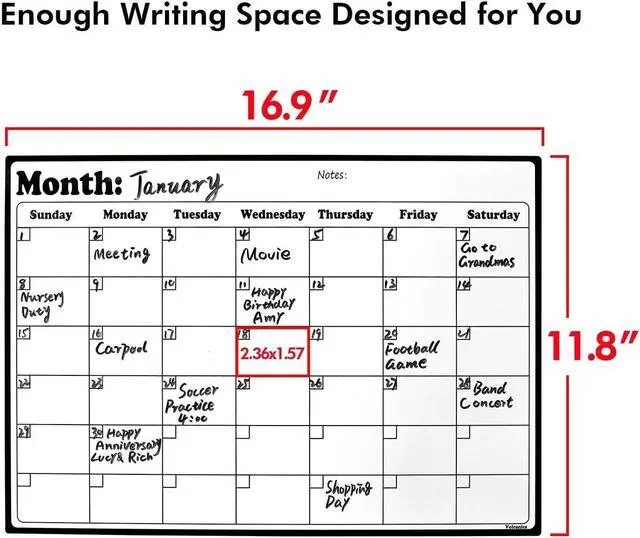 Alt view image 6 of 7 - Fridge Calendar Magnetic Dry Erase Whiteboard Calendar For Refrigerator Planners 16.9 Inches X 11.8 Inches