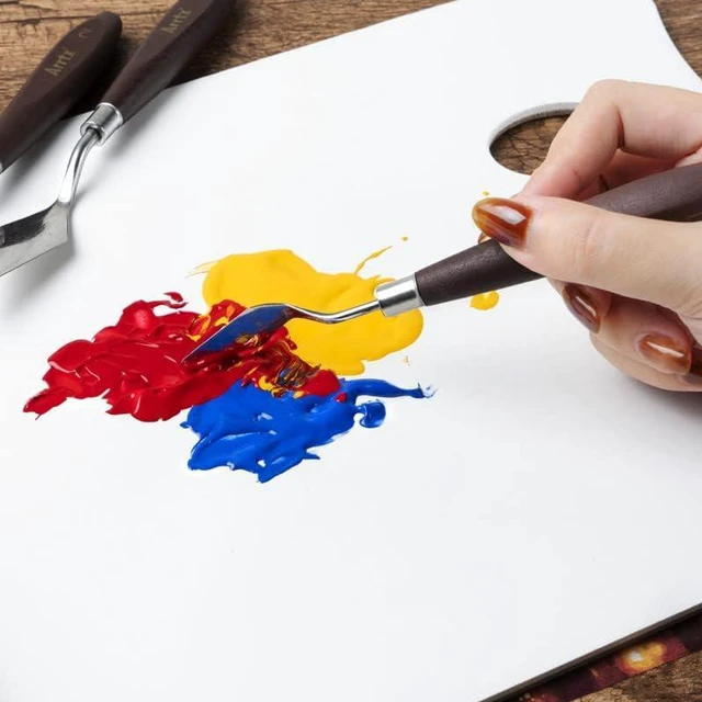 Alt view image 5 of 7 - 5 Pieces Painting Knives Stainless Steel Spatula Palette Knife Oil Painting Accessories Color Mixing Set for Oil, Canvas, Acrylic Painting-Lightwish