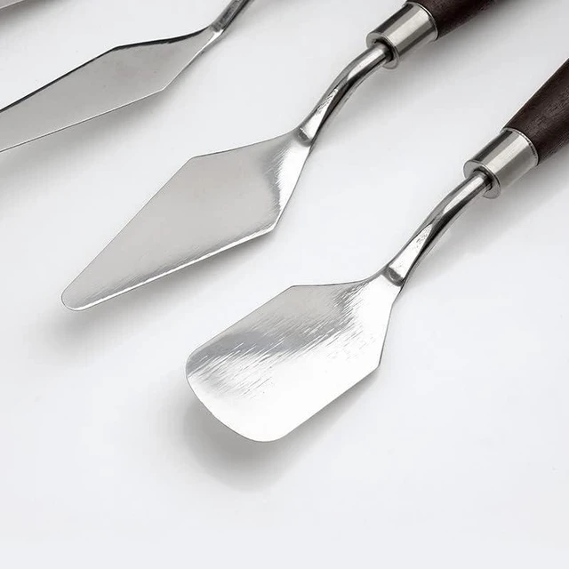 Alt view image 6 of 7 - 5 Pieces Painting Knives Stainless Steel Spatula Palette Knife Oil Painting Accessories Color Mixing Set for Oil, Canvas, Acrylic Painting-Lightwish