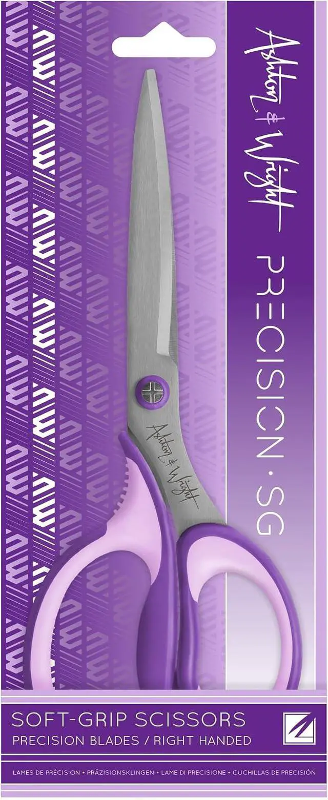 Alt view image 2 of 4 - Ashton and Wright - Precision SG - Soft Grip Scissors for Office, Home, Kitchen, and Craft - 210mm / 8 - Steel Blades (Purple, Right Handed)