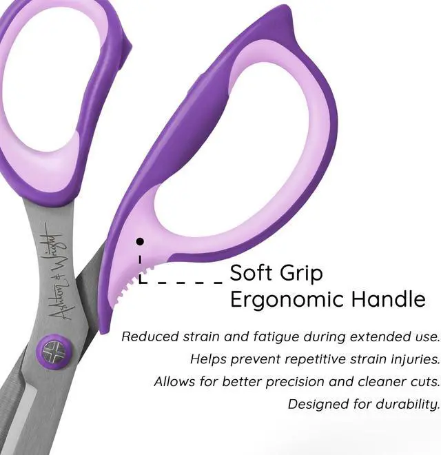 Alt view image 3 of 4 - Ashton and Wright - Precision SG - Soft Grip Scissors for Office, Home, Kitchen, and Craft - 210mm / 8 - Steel Blades (Purple, Right Handed)