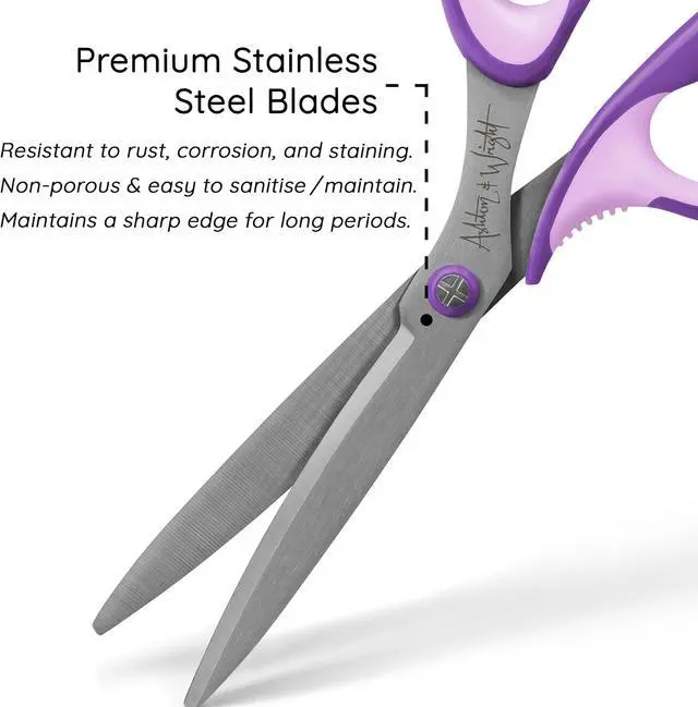 Alt view image 4 of 4 - Ashton and Wright - Precision SG - Soft Grip Scissors for Office, Home, Kitchen, and Craft - 210mm / 8 - Steel Blades (Purple, Right Handed)