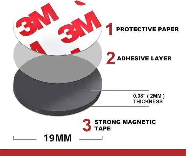 Alt view image 3 of 6 - Small Magnets with Adhesive Backing for Crafts,Self Sticky Magnetic Sticker,Round Adhesive Dot Magnets for Classroom (36Pcs Circle 3/4 X 0.08 Rubber Magnets)