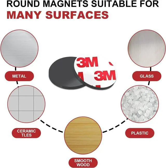 Alt view image 4 of 6 - Small Magnets with Adhesive Backing for Crafts,Self Sticky Magnetic Sticker,Round Adhesive Dot Magnets for Classroom (36Pcs Circle 3/4 X 0.08 Rubber Magnets)