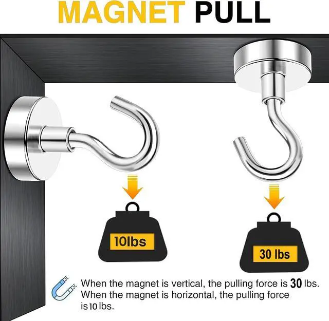 Alt view image 4 of 7 - DIYMAG Magnetic Hooks, Strong Magents 10 Pack 30lbs for Cuise Cabins Ship