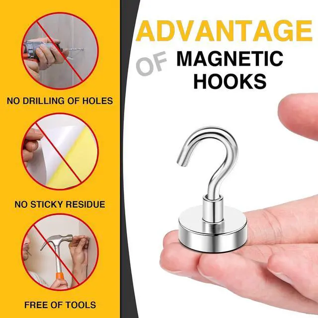 Alt view image 6 of 7 - DIYMAG Magnetic Hooks, Strong Magents 10 Pack 30lbs for Cuise Cabins Ship