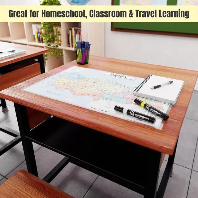 Alt view image 7 of 7 - Turkey Map Poster 11x17 | Laminated Double-Sided Geography Chart with Color Map Front & Blank Outline Back | Reusable Classroom & Homeschool Learning Tool