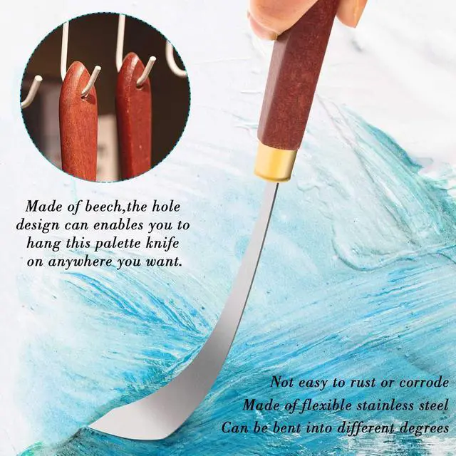 Alt view image 2 of 7 - Honoson 2 Pcs Palette Knife Set Spatula Pallet Stainless Steel Wood Handle