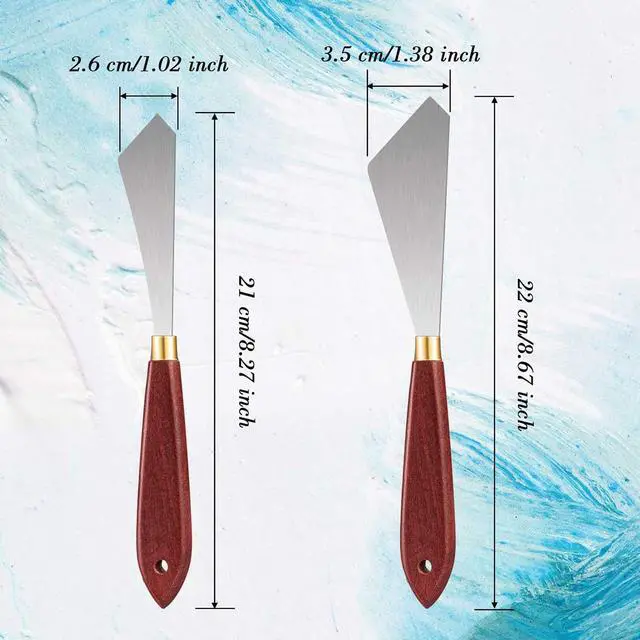Alt view image 3 of 7 - Honoson 2 Pcs Palette Knife Set Spatula Pallet Stainless Steel Wood Handle