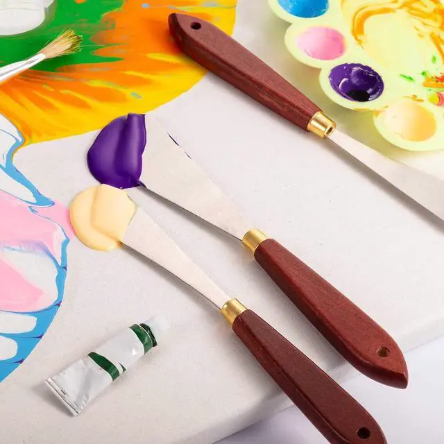Alt view image 6 of 7 - Honoson 2 Pcs Palette Knife Set Spatula Pallet Stainless Steel Wood Handle