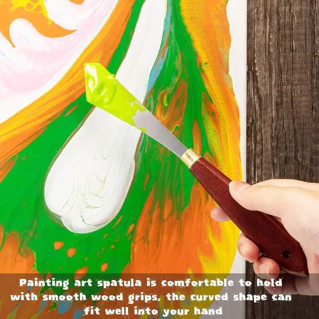 Alt view image 7 of 7 - Honoson 2 Pcs Palette Knife Set Spatula Pallet Stainless Steel Wood Handle