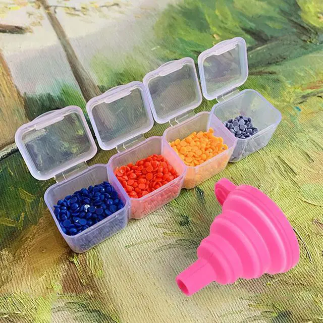 Alt view image 5 of 5 - 2 Pcs Diamond Painting Tools Funnel - Silicone Collapsible Funnel, Convenient Foldable Beads Container Mosaic Tool for 5D DIY Diamond Painting Kits for Adults.