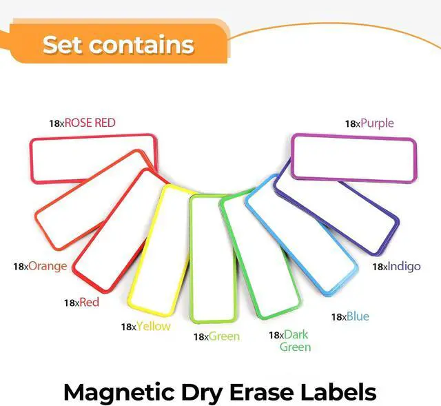 Alt view image 2 of 7 - Mositear 54pcs Magnetic Dry Erase Labels Reusable Colorful Name Tags