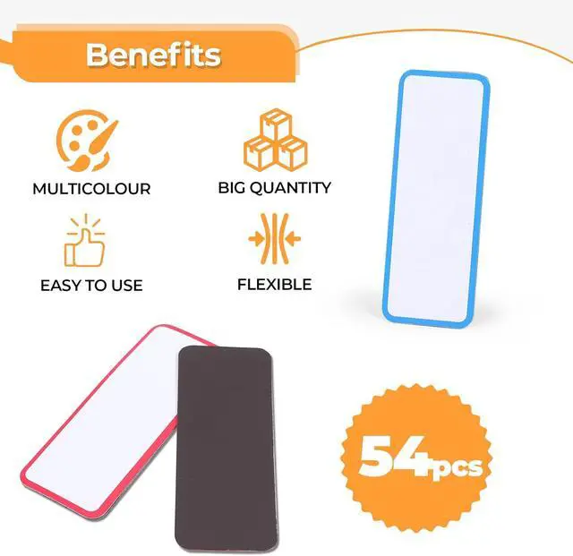 Alt view image 3 of 7 - Mositear 54pcs Magnetic Dry Erase Labels Reusable Colorful Name Tags