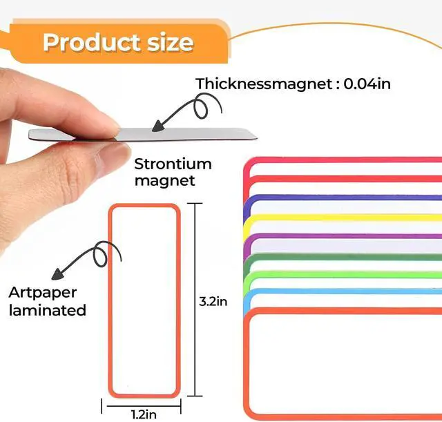 Alt view image 4 of 7 - Mositear 54pcs Magnetic Dry Erase Labels Reusable Colorful Name Tags