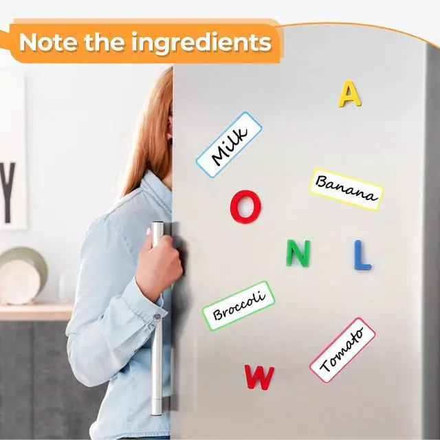 Alt view image 7 of 7 - Mositear 54pcs Magnetic Dry Erase Labels Reusable Colorful Name Tags
