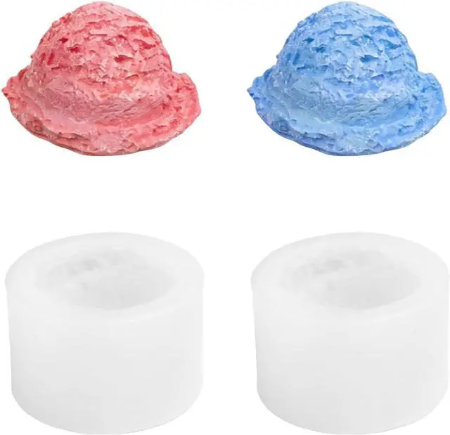 Main image of Ice Cream Silicone Mold with Edge, 2 Pieces Ice-Creams Resin Candle Mold, Soap Mold for Wedding Birthday Party Decor Soap Craft DIY Crafts Chocolate Fondant(Ice-Cream Ball)