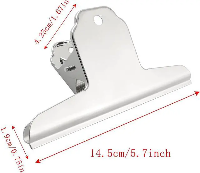 Alt view image 3 of 4 - Bull Clip BLLNDX 2PCS 5.7Inch/145mm Large Silver Metal Bull Dog Clips File Money Binder Clamps Binder Paper Clamp for Home Office School Supplies Bulldog Clip