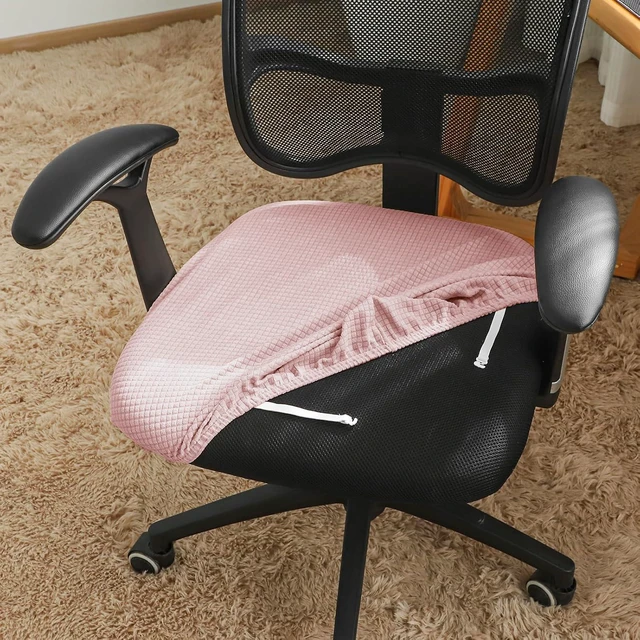 Alt view image 4 of 7 - FORCHEER Waterproof Office Chair Seat Cover Pink 20x20 Jacquard Strech Computer Desk Chair Seat Cushion Slipcover Washable Removable