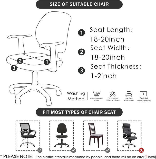 Alt view image 5 of 7 - FORCHEER Waterproof Office Chair Seat Cover Pink 20x20 Jacquard Strech Computer Desk Chair Seat Cushion Slipcover Washable Removable