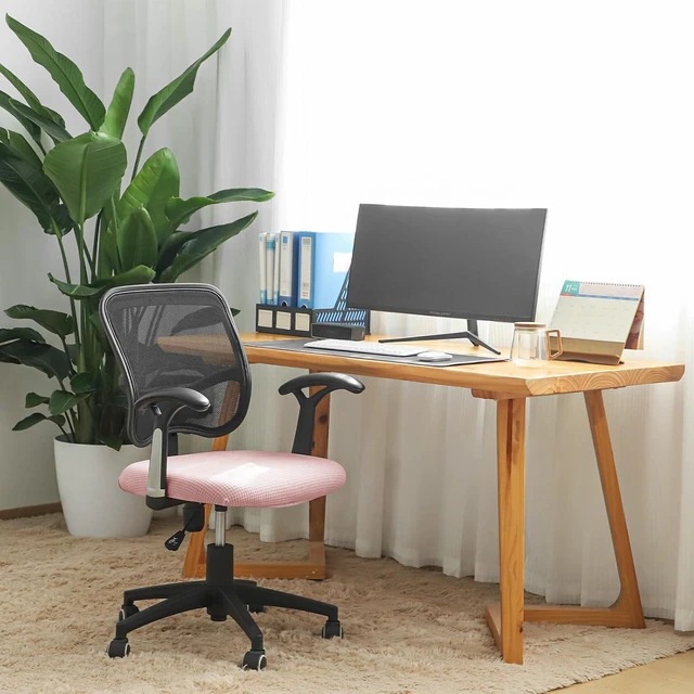 Alt view image 6 of 7 - FORCHEER Waterproof Office Chair Seat Cover Pink 20x20 Jacquard Strech Computer Desk Chair Seat Cushion Slipcover Washable Removable
