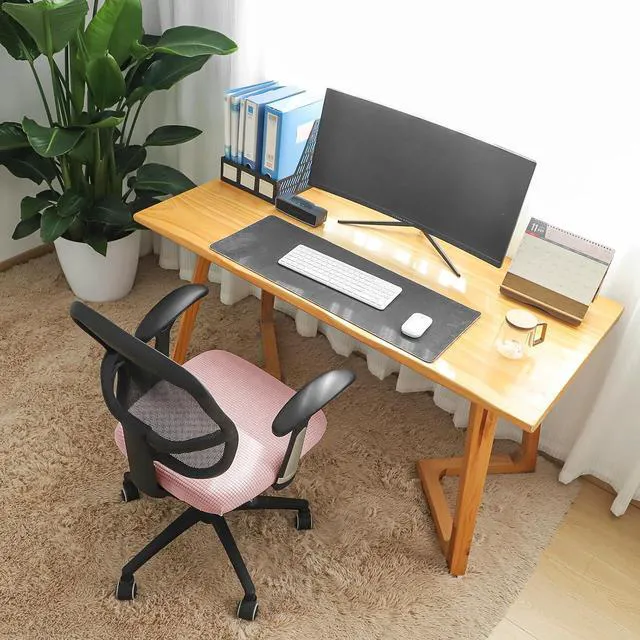 Alt view image 7 of 7 - FORCHEER Waterproof Office Chair Seat Cover Pink 20x20 Jacquard Strech Computer Desk Chair Seat Cushion Slipcover Washable Removable