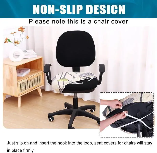 Alt view image 3 of 7 - Smiry Stretch Printed Office Computer Desk Chair Seat Covers