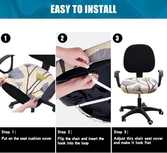 Alt view image 7 of 7 - Smiry Stretch Printed Office Computer Desk Chair Seat Covers