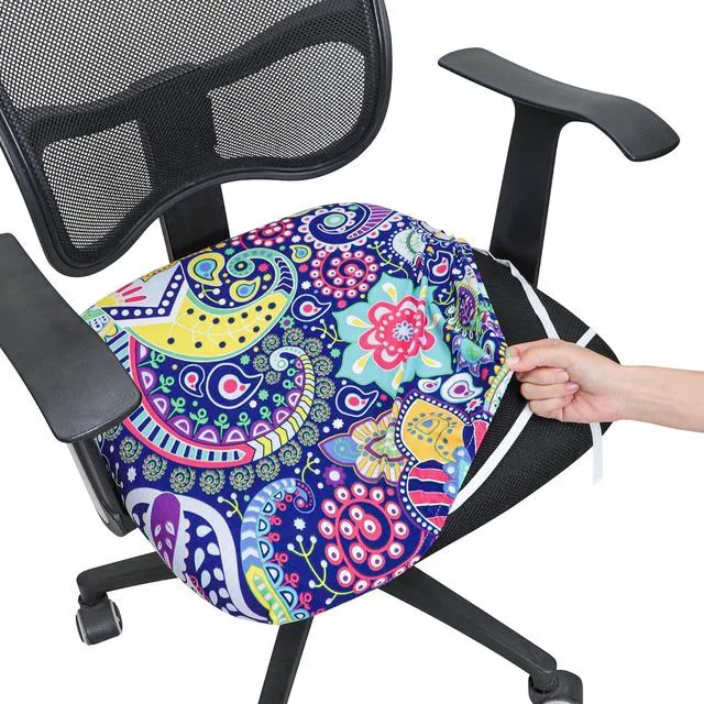Main image of FORCHEER Office Chair Seat Cover 19x19 inch Printed Stretchable Small Fitted Computer Desk Chair Seat Cushion Slipcover-Boho