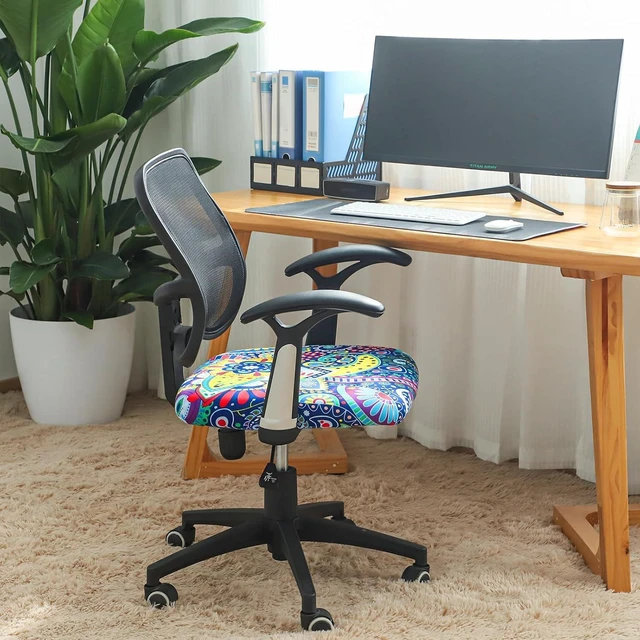 Alt view image 3 of 7 - FORCHEER Office Chair Seat Cover 19x19 inch Printed Stretchable Small Fitted Computer Desk Chair Seat Cushion Slipcover-Boho