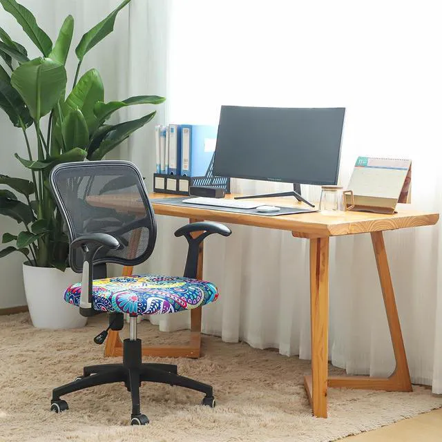 Alt view image 7 of 7 - FORCHEER Office Chair Seat Cover 19x19 inch Printed Stretchable Small Fitted Computer Desk Chair Seat Cushion Slipcover-Boho
