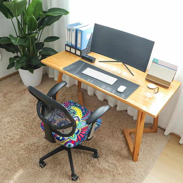 Alt view image 6 of 7 - FORCHEER Office Chair Seat Cover 19x19 inch Printed Stretchable Small Fitted Computer Desk Chair Seat Cushion Slipcover-Boho