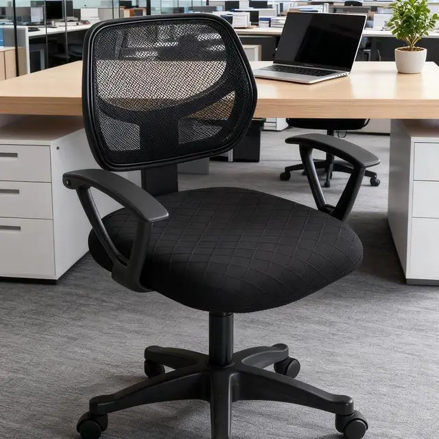 Alt view image 6 of 7 - Stretch Jacquard Office Chair Cover, Removable Desk Chair Cover